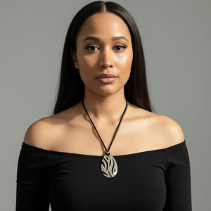 Black Gold Long Zebra Pattern Necklace